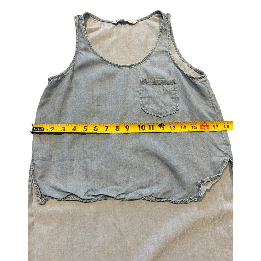 Zara Tank Top Small Women's Blue Denim Flowy Basic Z1975 Denim - Picture 5 of 7